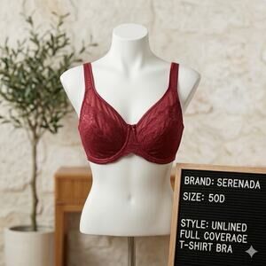 50D Serenada Red Lace Unlined Full Coverage T-Shirt Bra